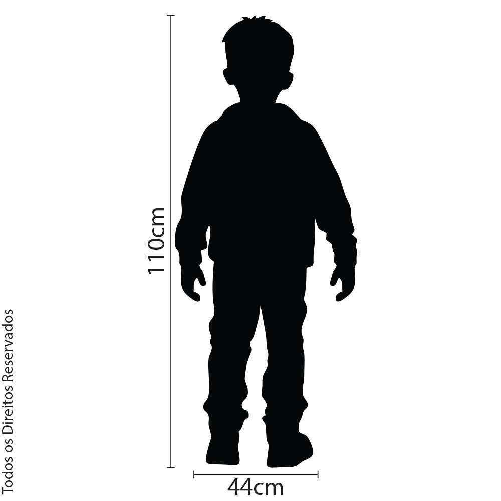 Imagem técnica do adesivo de parede infantil Menino com medidas 44x110 cm.