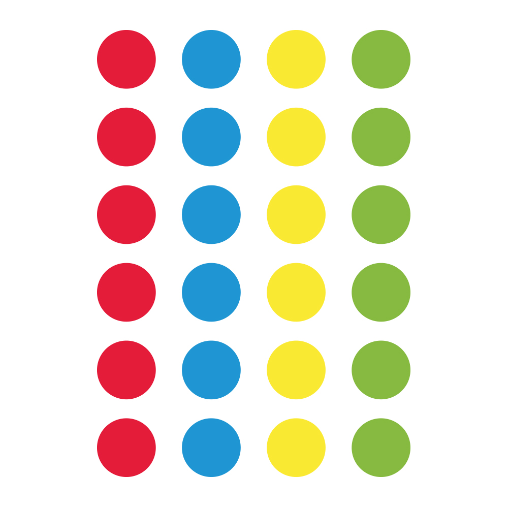 Adesivo para piso infantil com bolinhas coloridas, mostrando aplicação no chão.