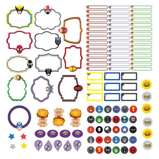 Etiquetas Escolares Super Heróis Personalizadas Kit Jumbo