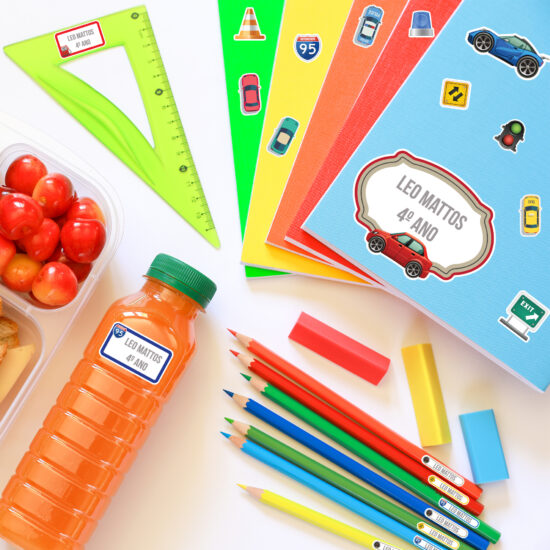 Etiquetas Escolares Carrinhos Kids Personalizadas Kit Jumbo