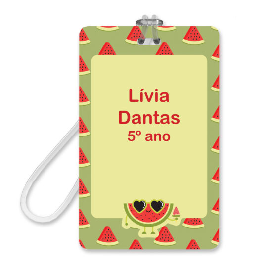 Etiqueta Escolar Personalizada Meninas Melancia Tag Mochila