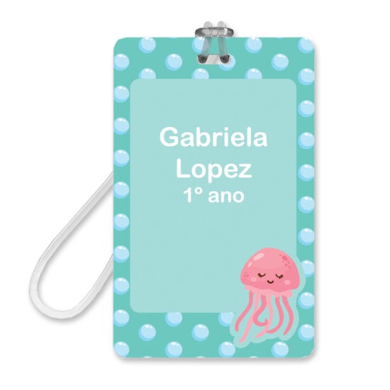 Etiqueta Escolar Personalizada Fundo do Mar 2 Tags Mochila