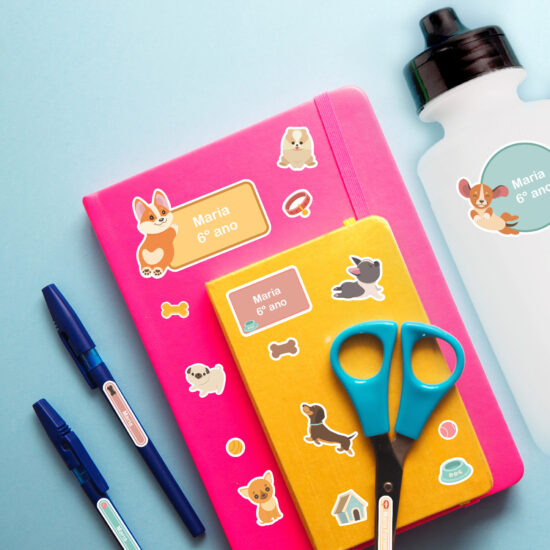 Etiquetas Escolares Cachorrinhos Personalizadas Kit Jumbo