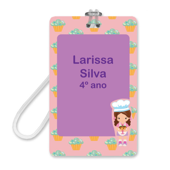 Etiqueta Escolar Personalizada Chef Menina 2 Tags Mochila