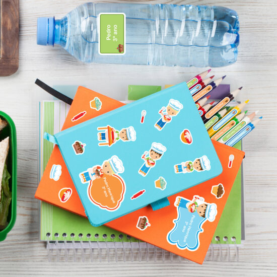 Etiqueta Escolar Personalizada Chef Menino Kit Jumbo