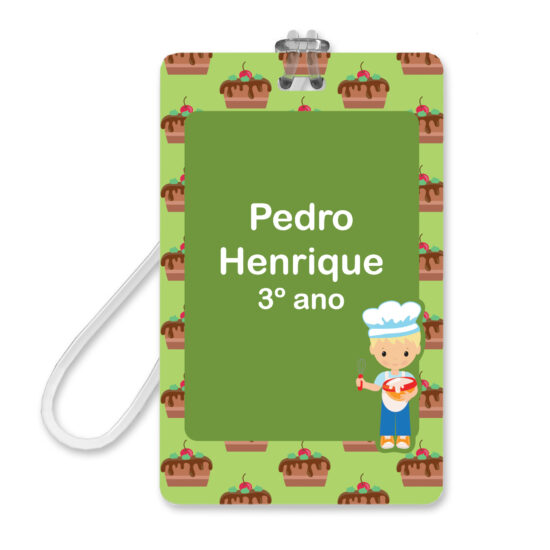 Etiqueta Escolar Personalizada Chef Menino 2 Tags Mochila