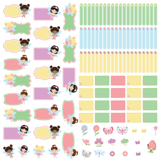 Etiquetas Escolares Personalizadas Fadas Meninas Kit Jumbo