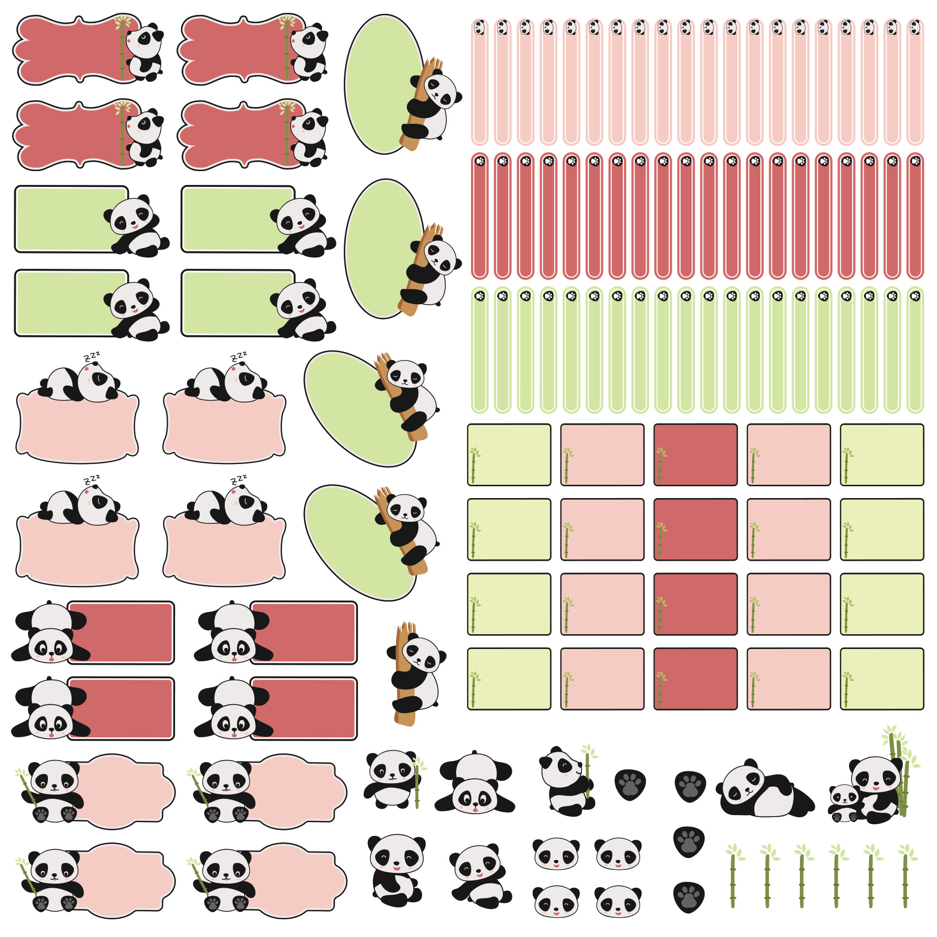 Etiquetas Escolares Panda Personalizadas Kit Jumbo