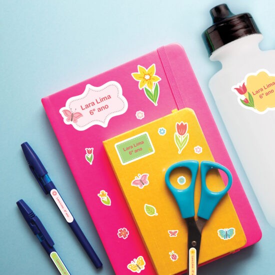 Etiqueta Escolar Personalizada Floral Jardim Kit Jumbo