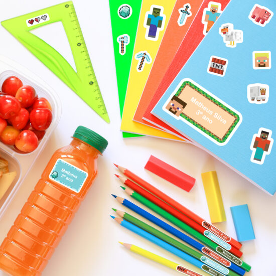 Etiquetas Escolares Minecraft Personalizadas Kit Jumbo