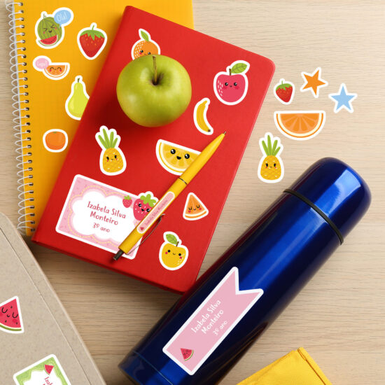 Etiquetas Escolares Frutas Personalizadas Kit Jumbo