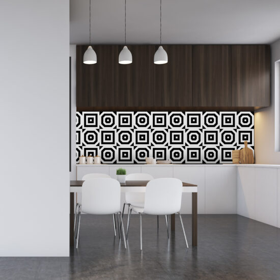 Papel Parede Geométrico Preto e Branco Regular Rolo 57x270cm Papel Parede Geométrico Preto e Branco Regular Rolo 57x270cm