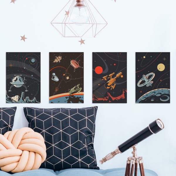 Telescope,Next,To,Blue,Mattress,With,Cushions,In,Kid's,Bedroom