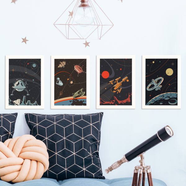 Telescope,Next,To,Blue,Mattress,With,Cushions,In,Kid's,Bedroom