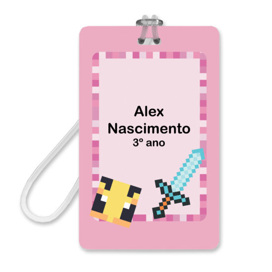 Etiqueta Escolar Minecraft Personalizada Alex 2 Tags Mochila