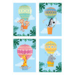 Placas Decorativas Balões Safari 30x40cm Kit 4un