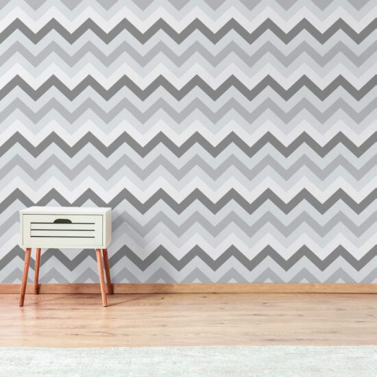 Papel de Parede Chevron Geométrico Tons de Cinza 57x270cm