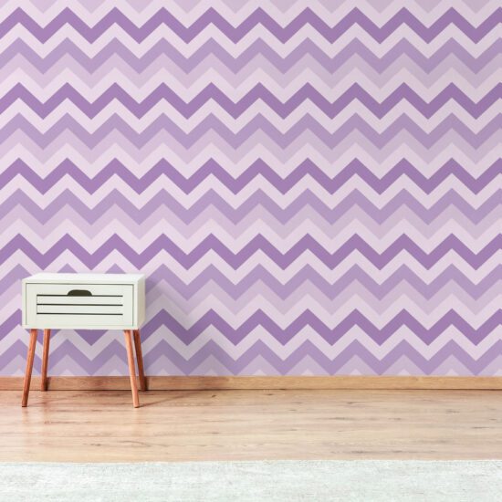 Papel de Parede Chevron Geométrico Tons de Lilás 57x270cm