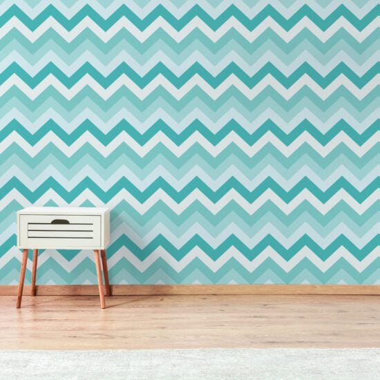 Papel de Parede Chevron Geométrico Tons de Tiffany 57x270cm