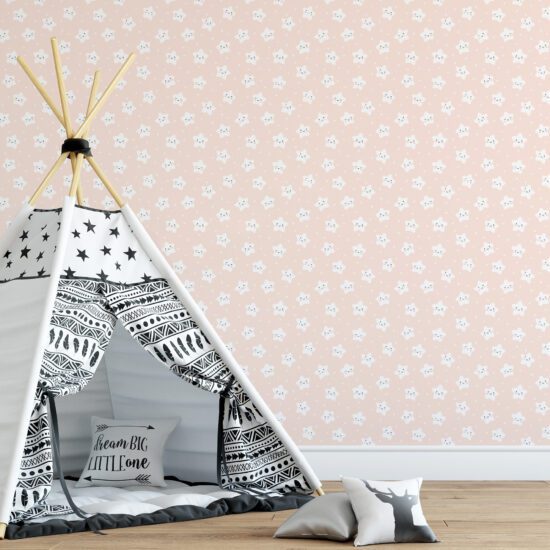 Papel de Parede Estrelas Rosê para Quarto Infantil 57x270cm Papel de Parede Estrelas Rosê para Quarto Infantil 57x270cm