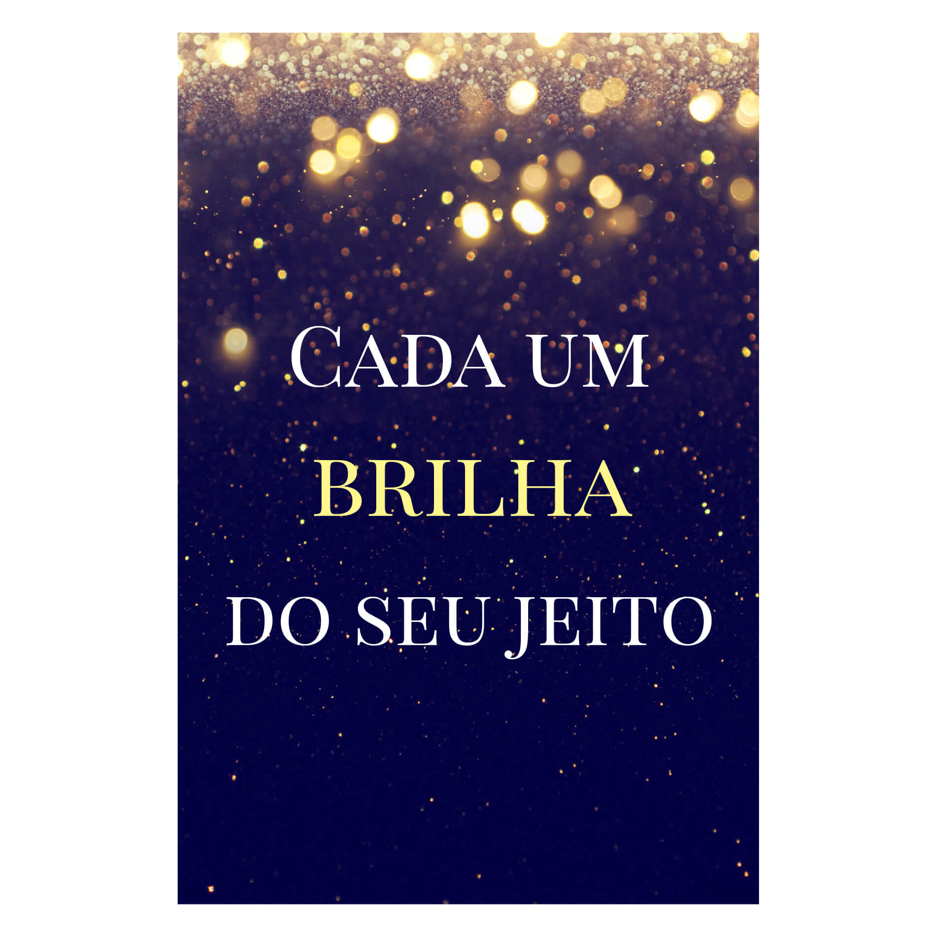 Placa decorativa retangular azul escuro com frase motivacional e detalhes dourados, ideal para decoração de sala ou quarto.