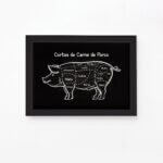 Quadro Churrasco Cortes Brasileiros Suíno Moldura Preta 22x32cm