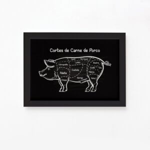 Quadro Churrasco Cortes Brasileiros Suíno Moldura Preta 22x32cm