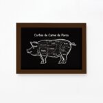 Quadro Churrasco Cortes Brasileiros Suíno Moldura Marrom 22x32cm