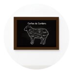 Quadro Churrasco Cortes Brasileiros Cordeiro Moldura Marrom 22x32cm