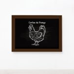 Quadro Churrasco Cortes Brasileiros Galinha Moldura Marrrom 22x32cm