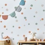 Adesivo De Parede Bolinhas Irregulares Nude Oliva Terra 2m²