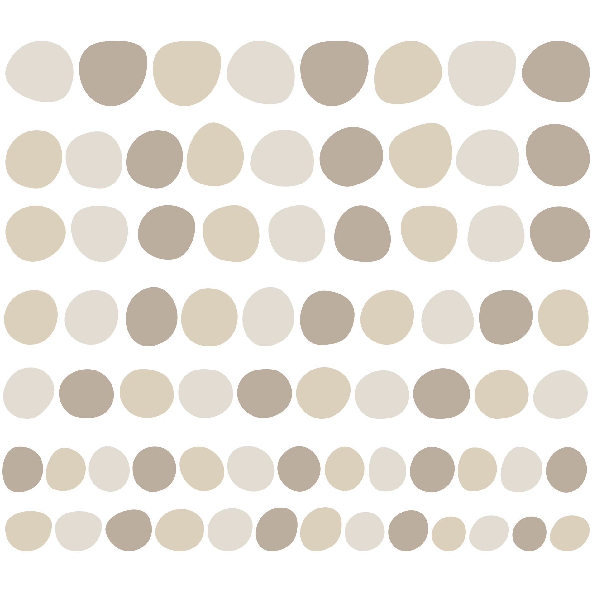 Imagem do adesivo de parede com bolinhas irregulares em tons neutros, destacando o design e as cores para aplicação.