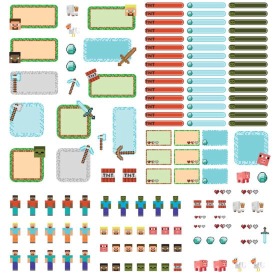 Etiquetas Escolares Minecraft Personalizadas 139un