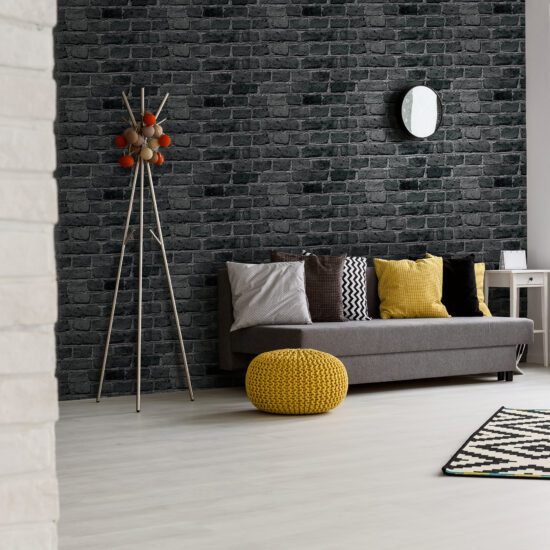 Papel de Parede Tijolo Preto rolo 57x270cm