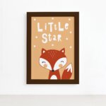 Quadro para Quarto Infantil Raposa Mold Marrom 22x32cm