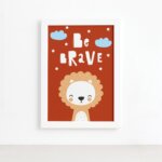 Quadro para quarto Infantil Leão Mold Branca 22x32cm