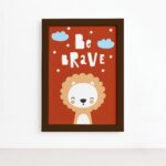 Quadro Decorativo Infantil Leão Mold Marrom 22x32cm