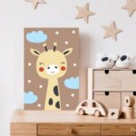 Placa Decorativa Girafa Animais Infantil 20x30cm