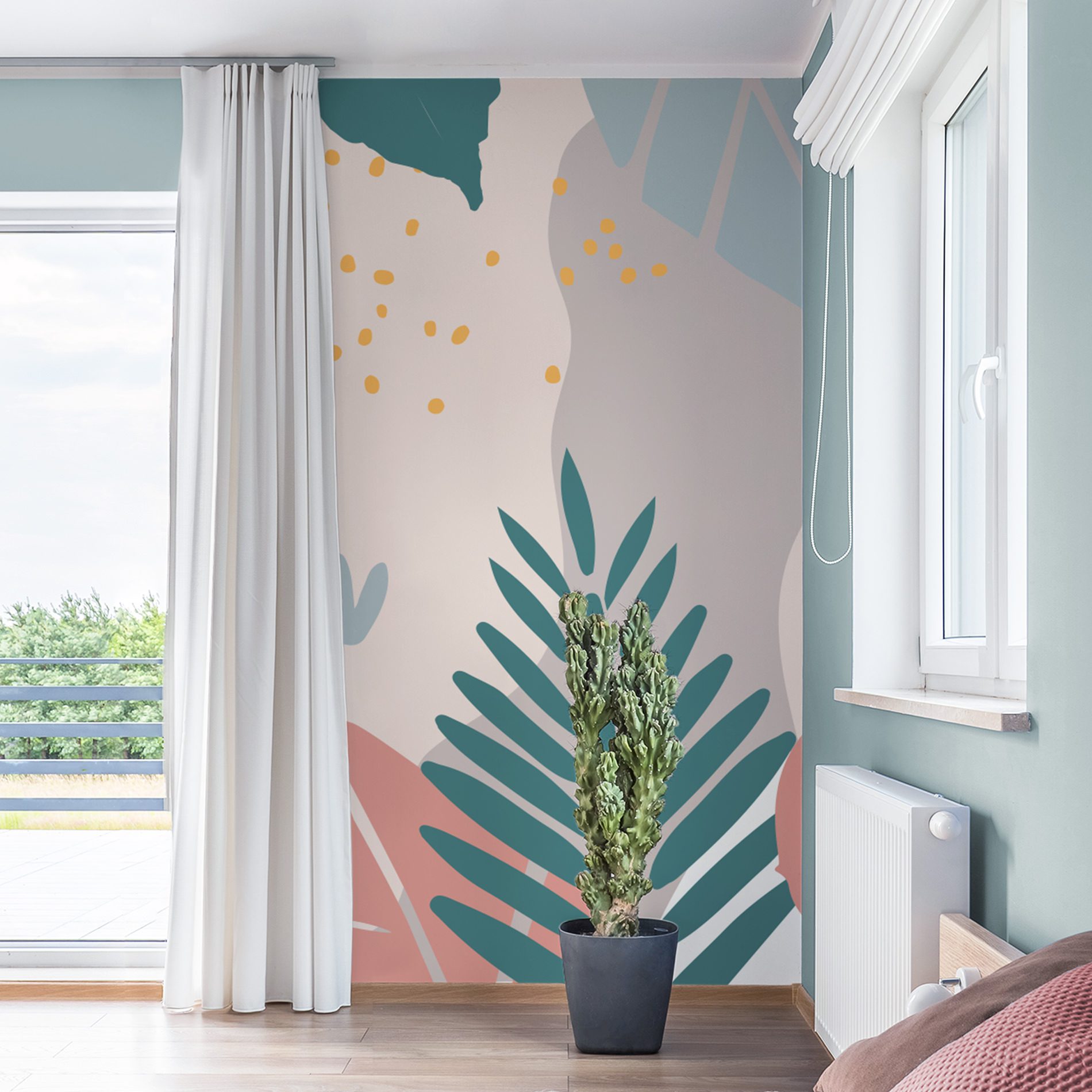 Bright,Bedroom,With,Large,Bed,And,Open,Balcony,Doors