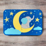 Tapete para Quarto Elefante Fundo Azul 40x60cm