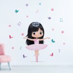 Adesivo de Parede Bailarina Cabelo Preto Longo