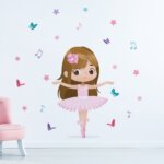 Adesivo de Parede Bailarina Cabelo Castanho Liso