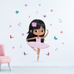 Adesivo de Parede Bailarina Morena Cabelo Preto