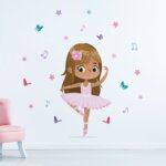 Adesivo de Parede Bailarina Morena Cabelo Claro