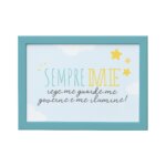 Quadro Frase Anjo da Guarda Infantil Azul Moldura Azul 22x32