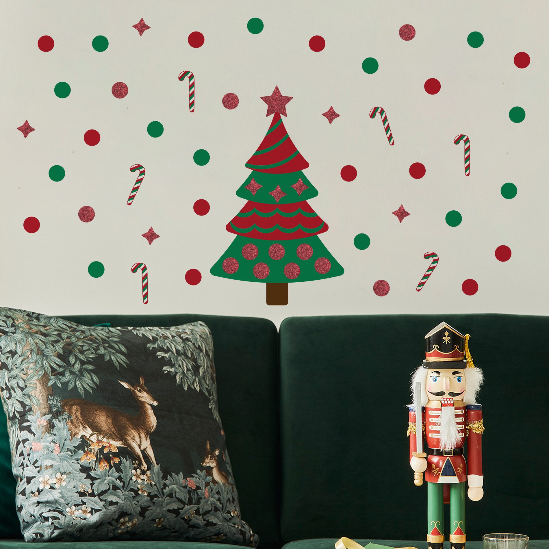 Adesivo de Parede Árvore de Natal com Glitter