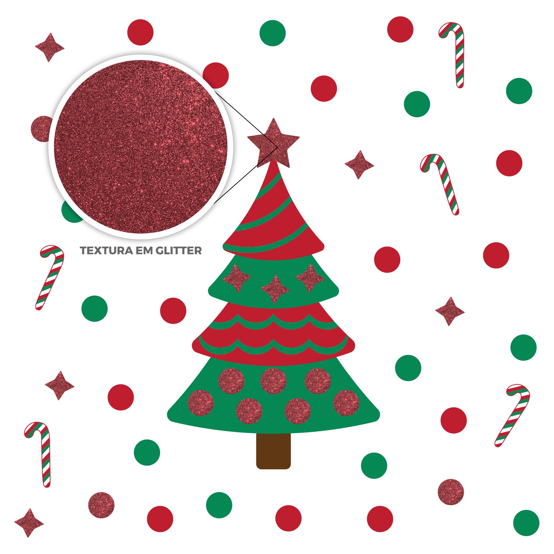 Adesivo de Parede Árvore de Natal com Glitter