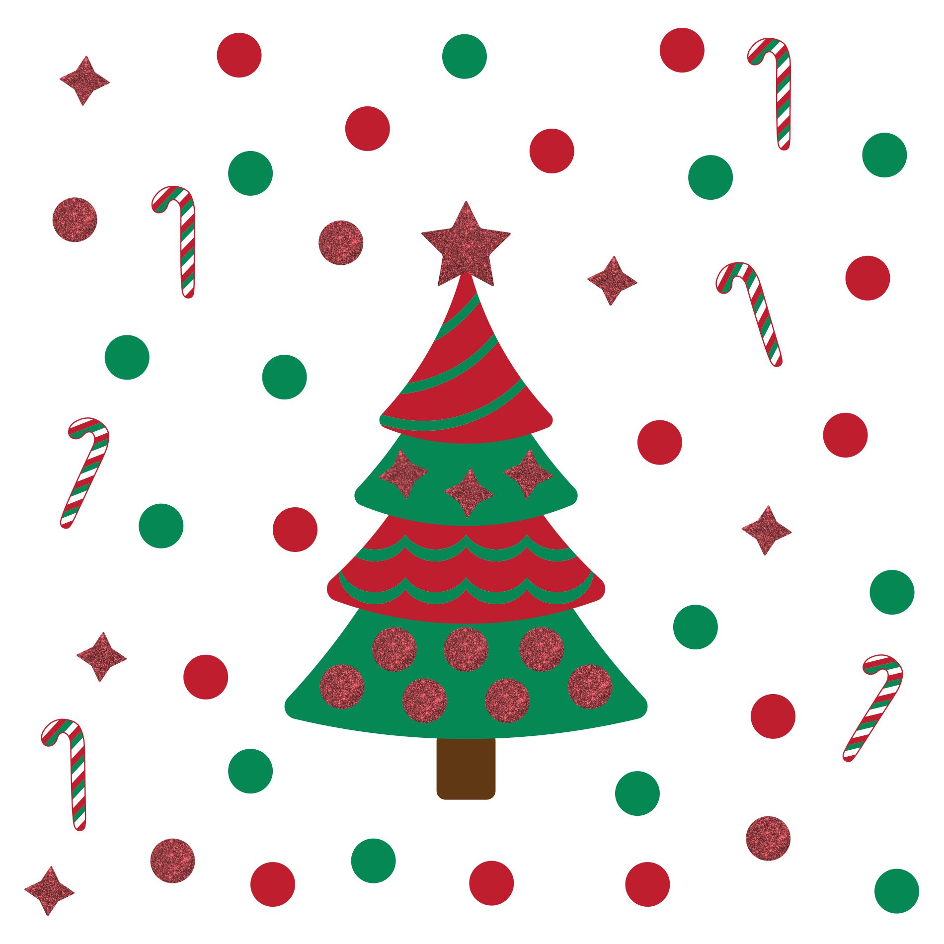 Adesivo de Parede Árvore de Natal com Glitter