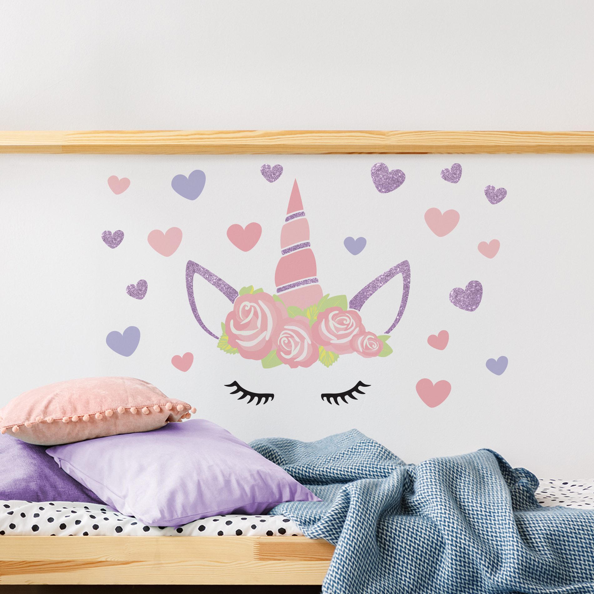 Adesivo de Parede Coroa de Unicórnio com glitter lilás