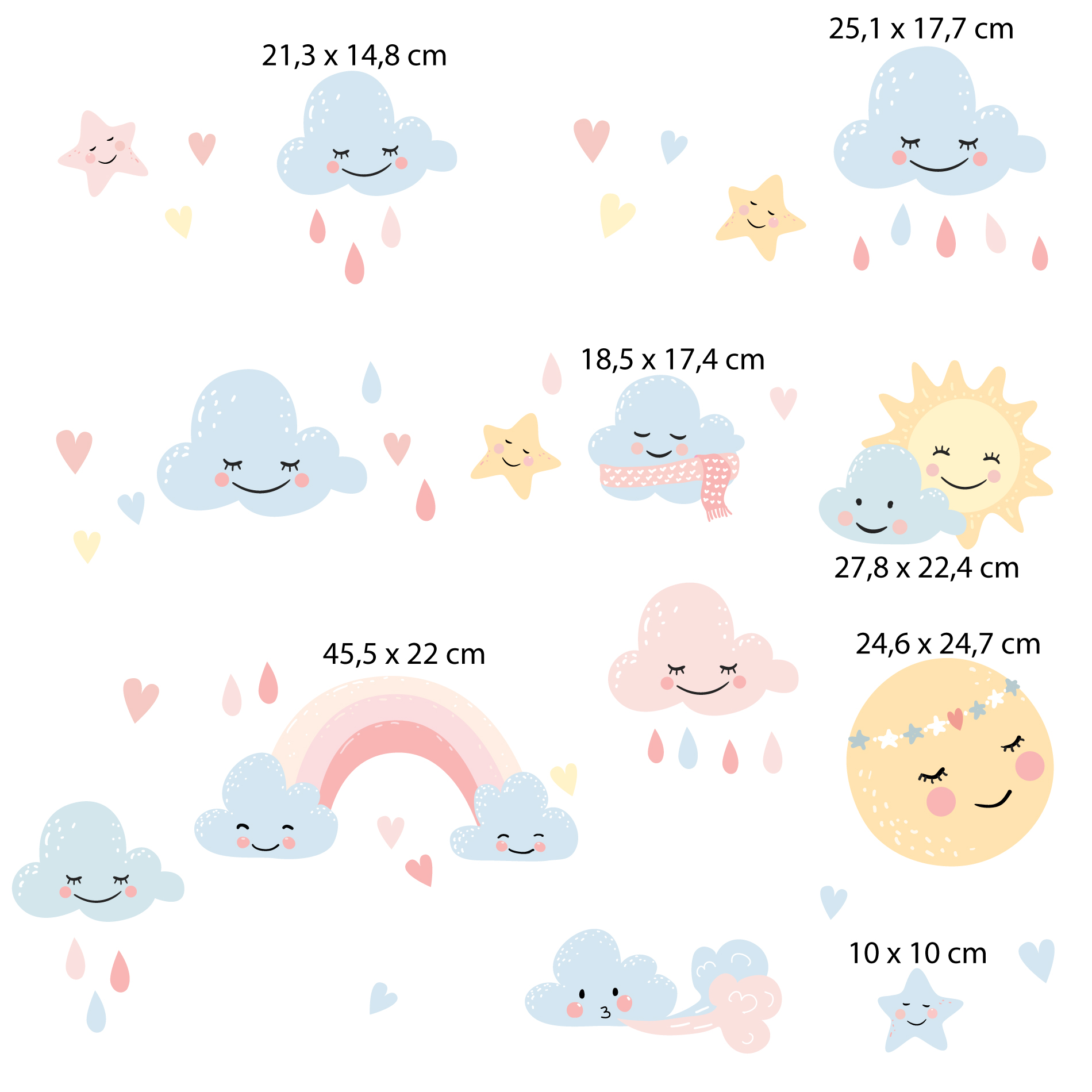 Adesivo de Parede Chuva de Amor Colorido,Adesivo de Parede Chuva de Amor Colorido